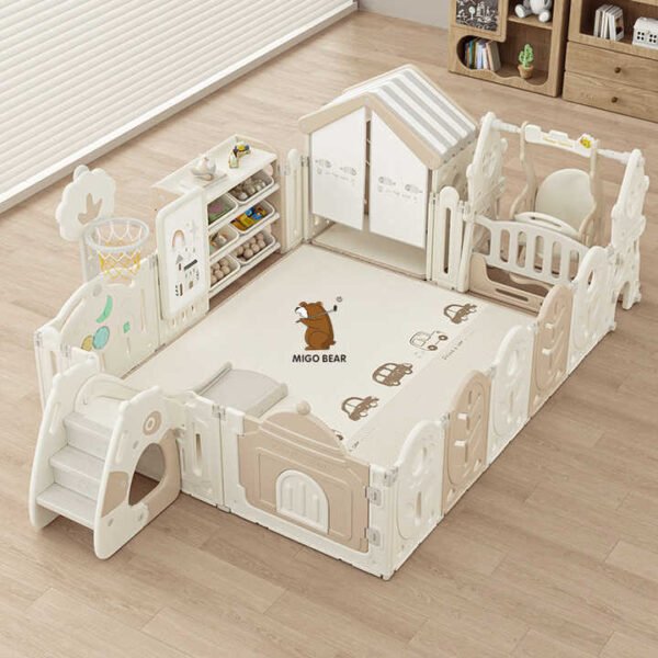 MIGO Bear Foldable Kids Playpen Set